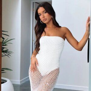 Crochet Midi Dress Off White